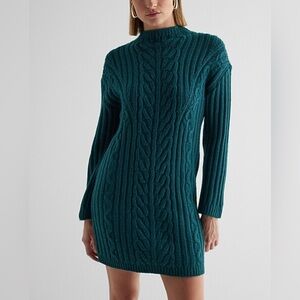 Espress green Cable Knit Sweater Dress size XS gently used cozy dress